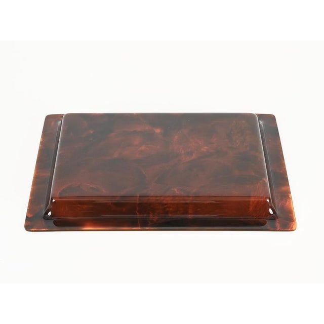 Rectangular Tortoiseshell Effect Acrylic Serving Tray by Christian Dior, Italy, 1970s For Sale - Image 15 of 17