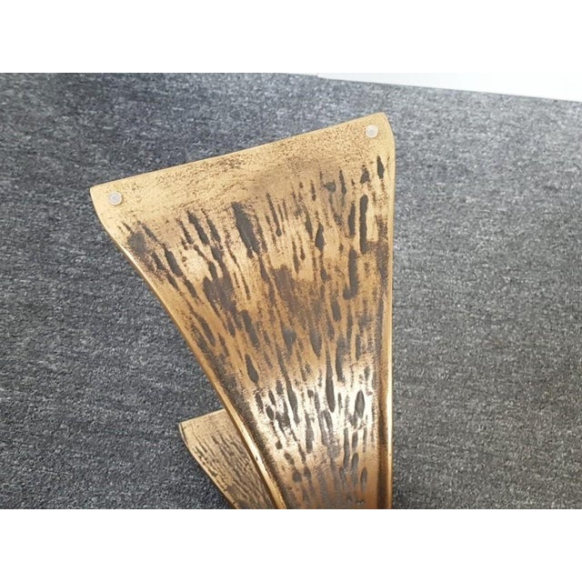 Vintage Brutalist Coffee Table in Bronze and Glass, 1970s For Sale - Image 9 of 12