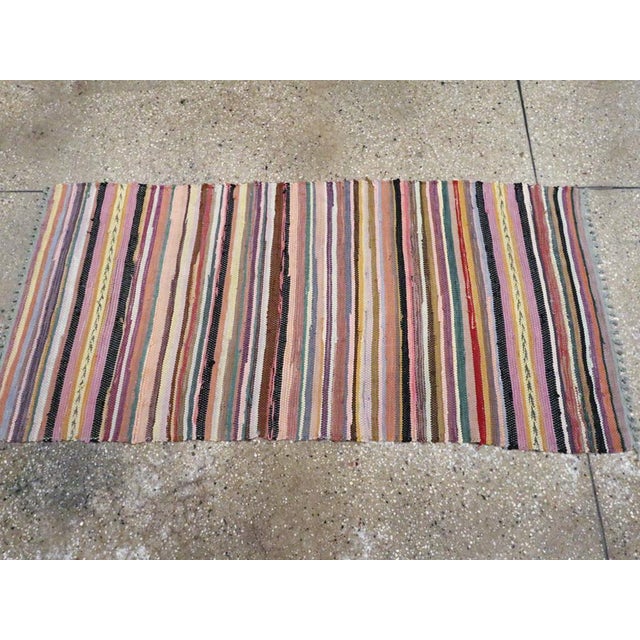 Mid 20th Century Galerie Shabab Collection Mid-20th Century American Rag Throw Rug For Sale - Image 5 of 7