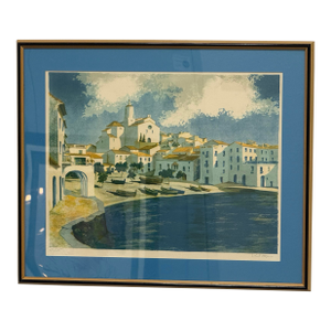 Late 20th Century Eduardo Vial Hugas Seaport City Lithograph, Signed
