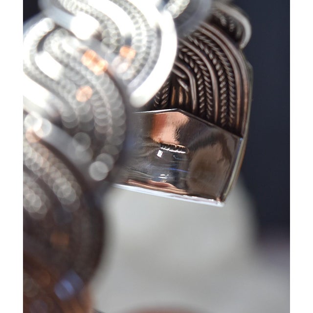 Late 20th Century Wide Woven Flexible Sterling Silver Cuff Bracelet For Sale - Image 11 of 17