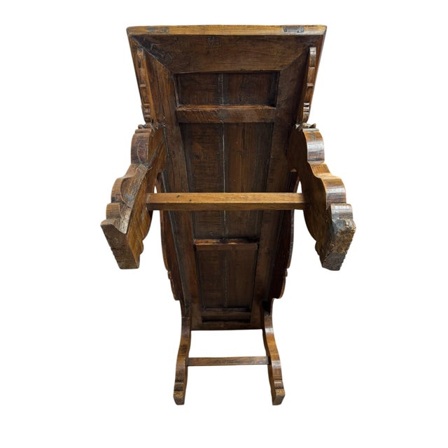 Antique Chinese Carved Wood Altar Bench | Southern China | Fish & Dragon Folk Art | Late 19th C. For Sale - Image 9 of 11