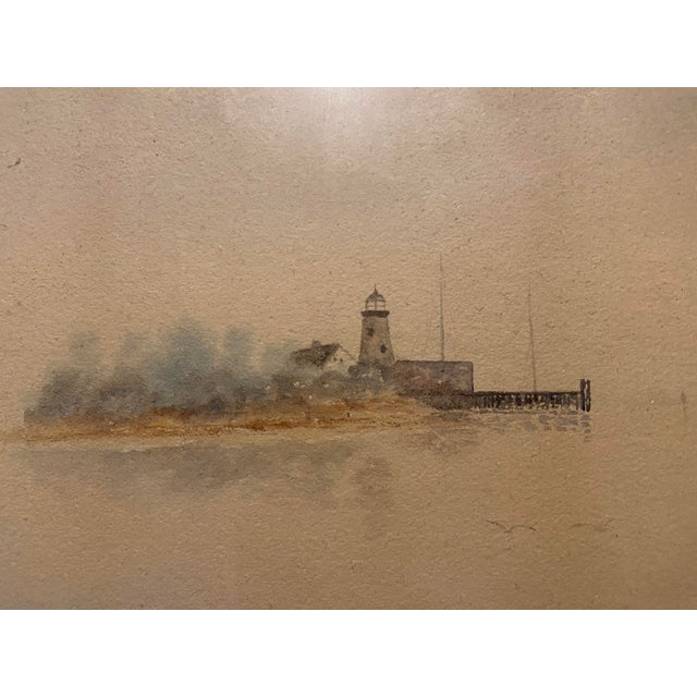 Item: Lighthouse Watercolor Painting Artist: William George Puddefoot Style: American Impressionist Period: 19th Century...