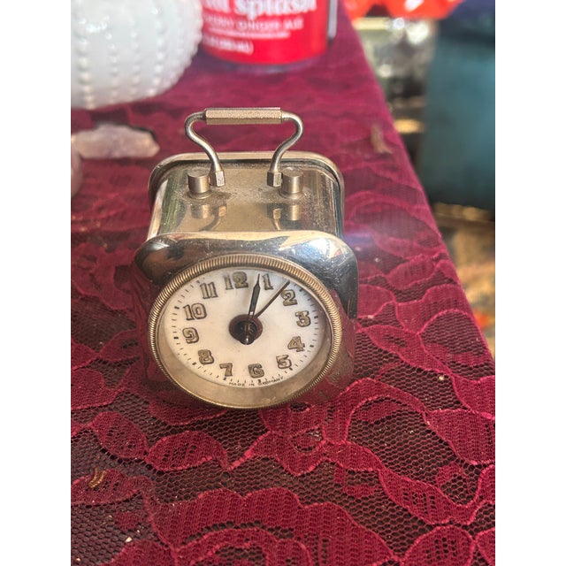 Vintage German Mechanical Travel Alarm Clock For Sale - Image 4 of 4
