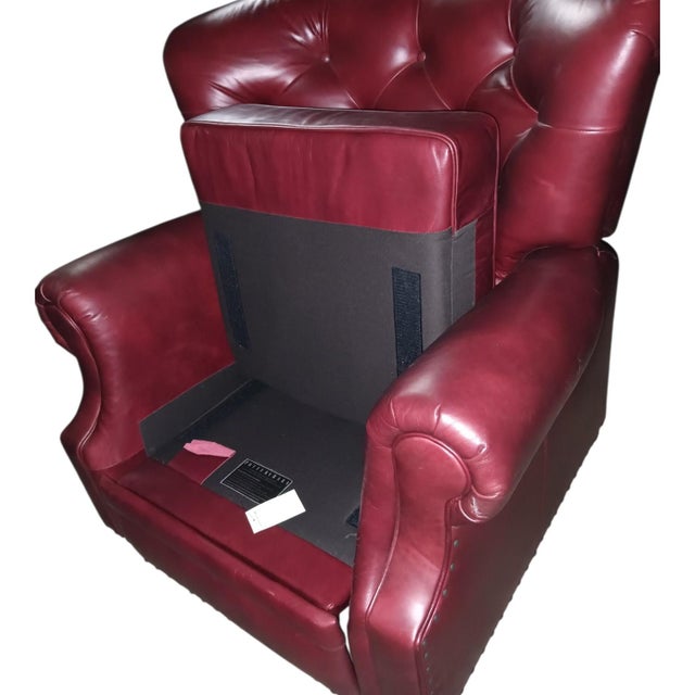 2020s Luxurious Classic Wingback Chesterfield Leather Recliner by Pottery Barn For Sale - Image 5 of 8