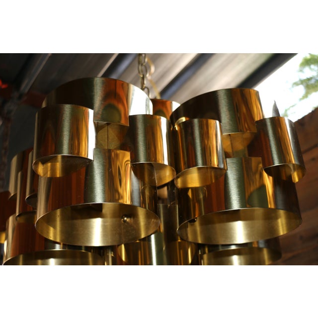 1970s Mid Century Modern Brass Cloud Chandelier by Curtis Jere For Sale In Los Angeles - Image 6 of 12