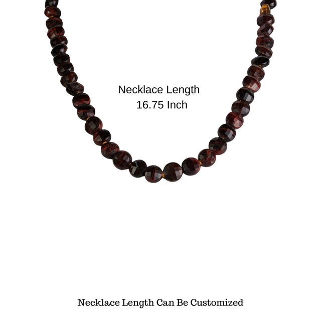 Boho Chic Faceted 124 Ct Red Tiger's Eye Bead Strand Necklace, 16.75 Inch For Sale - Image 11 of 14