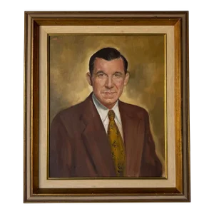 1940"s Harglo Rosse Oil on Canvas Portrait Painting of a Gentleman Man