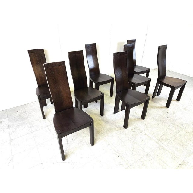 Wood Dining Chairs by Rob & Dries Van Den Berghe, 1980s, Set of 8 For Sale - Image 7 of 10