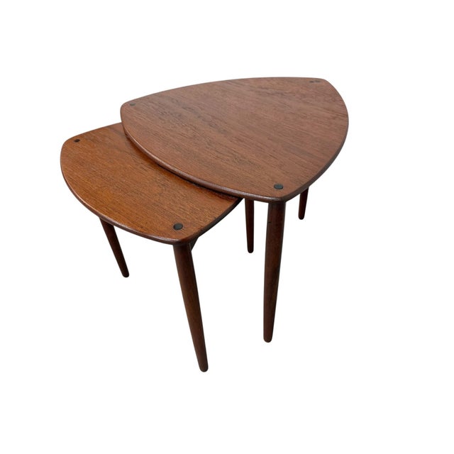 Mid-Century Modern Mid-Century Danish Modern Guitar Pick Nesting Tables - Set of 2 - Refinished! For Sale - Image 3 of 7