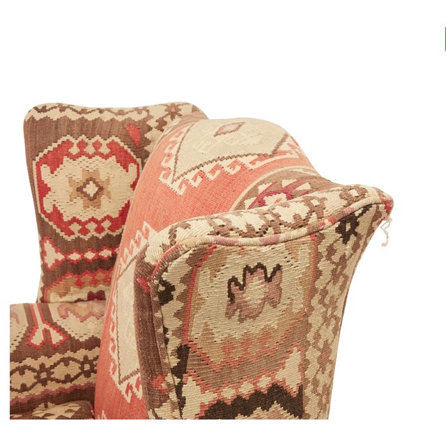 Late 20th Century Antique Rug Wingback Chair For Sale - Image 5 of 5
