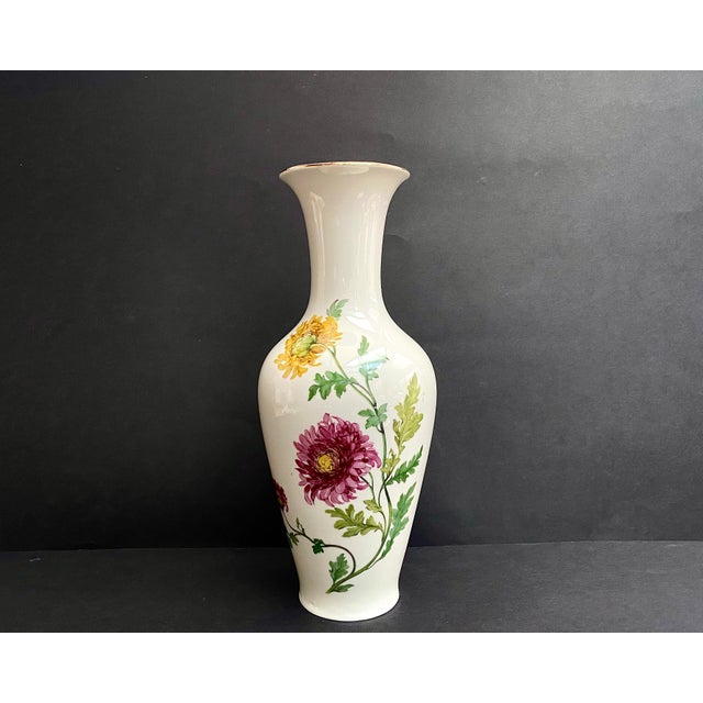 Vintage vase made of hard ivory porcelain from eschenbach bavaria germany, 1950s. completely handmade. overglaze hand-...