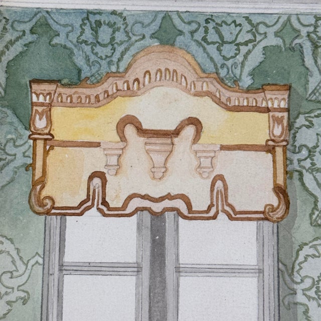 Paint Original European Interior Architecture Watercolor Rendering For Sale - Image 7 of 12