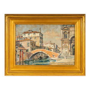 Original Elliot Bouton Torrey Oil on Canvas Venice With Period Frame