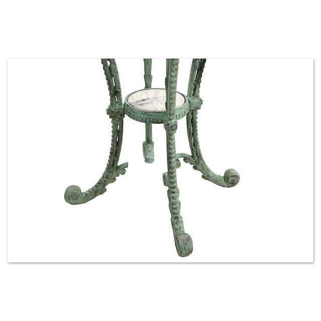 Patinated Cast Iron Side Table with Marble Trays For Sale - Image 4 of 9