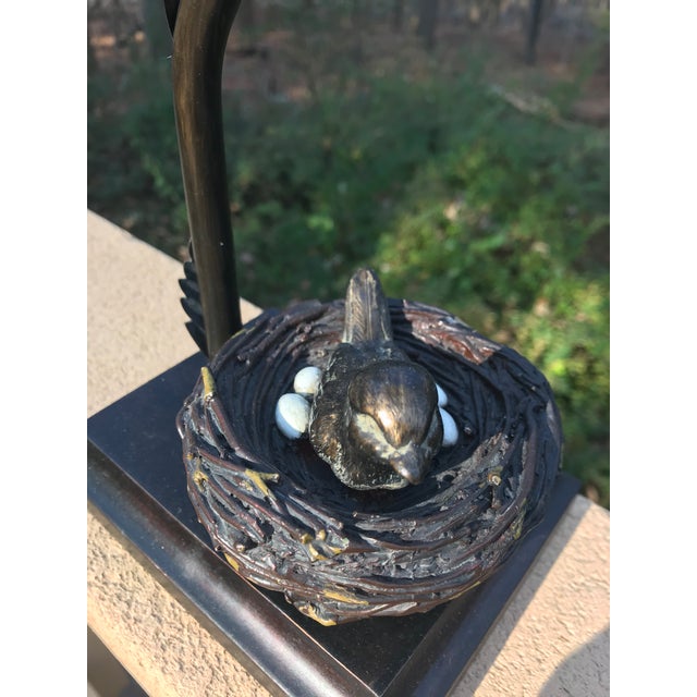Traditional Vintage Bronze Bird in Nest Candleholder For Sale - Image 3 of 9