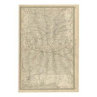 Antique Alabama Map, 1888 For Sale