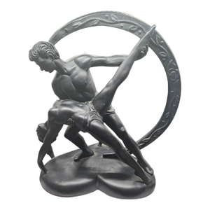 Art Deco Contemporary Man & Woman Moon Dancing Sculpture Figurine Lamp/Light