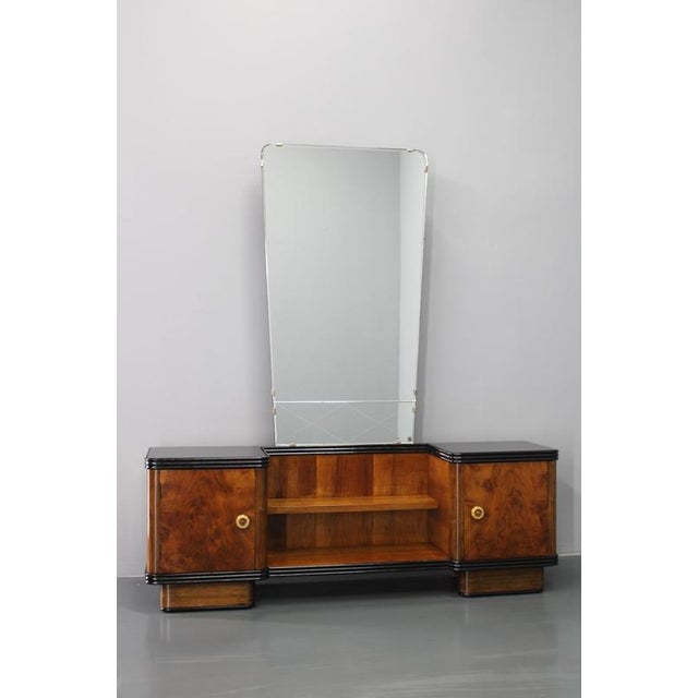 Italian Art Deco Mirror Cabinet in Walnut Finish, 1940s For Sale - Image 3 of 18