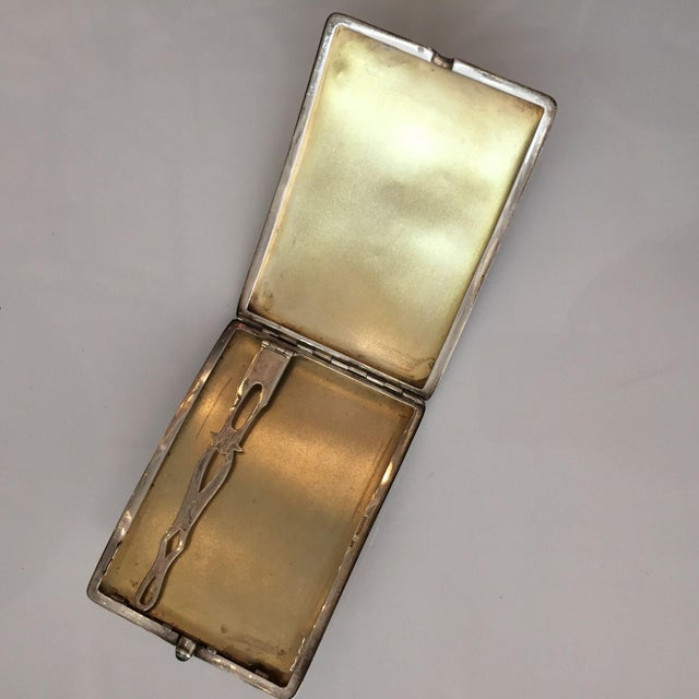 1920s Early Century Art Nouveau German Sterling Silver Cigarette Case With a Sapphire Stone For Sale In Los Angeles - Image 6 of 9