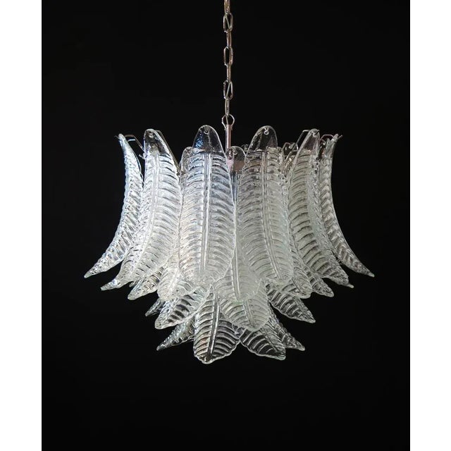 Italian Murano Six-Tier Trasparent Felci Glass Chandelier – 36 Glasses For Sale - Image 9 of 10