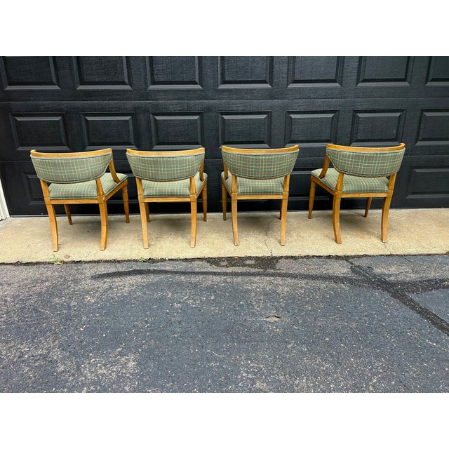Set of 4 Custom Restoration Hardware Swedish Demi-Lune Chairs For Sale - Image 13 of 14