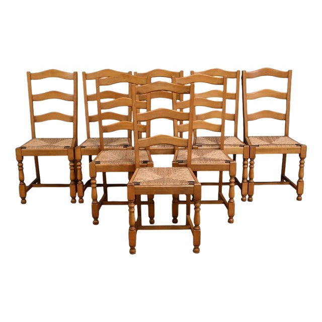 Beech Chairs, 1980s, Set of 8 For Sale