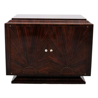 Vintage Art Deco Chest of Drawers with Geometric Veneer, 1930s For Sale