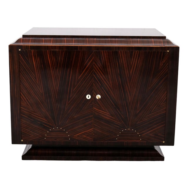 Vintage Art Deco Chest of Drawers with Geometric Veneer, 1930s For Sale