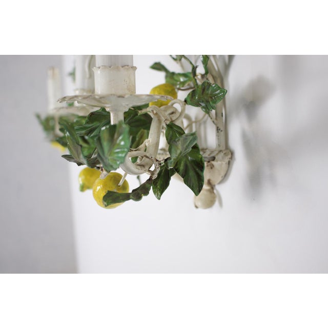 Cream Painted Wall Light with Lemons, 1980s, Set of 2 For Sale - Image 8 of 16