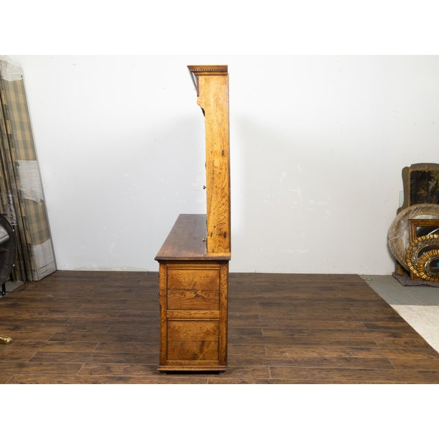 English Midcentury Oak Dresser with Carved Accents, Six Doors and Six Drawers For Sale - Image 12 of 12