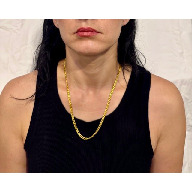 24 Karat Pure Gold Hand Made Yellow Gold LINK Chain Necklace, 37.7 Gm, 22 Inch For Sale - Image 14 of 18