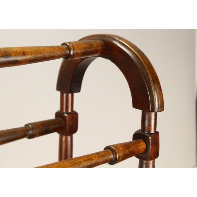 Brown 19th C. Victorian Quilt / Blanket Rack Stand Arched Turned Wood, New England For Sale - Image 8 of 16