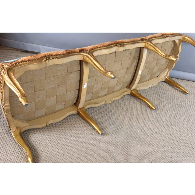 1980s Large Louis XV Style Gilded Wooden Bench, 1980s For Sale - Image 5 of 12