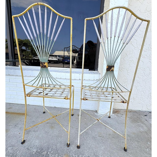 1960's Italian Hollywood Regency Style 'Coco Chanel' Sheaf of Wheat Table With Chairs- 3 Piece Set For Sale - Image 14 of 18