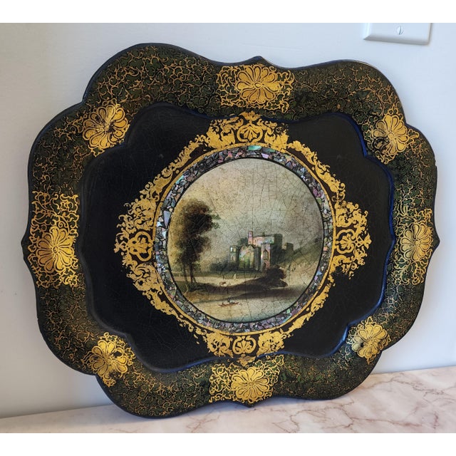 19th Century English Papier Mache Tray For Sale - Image 4 of 18