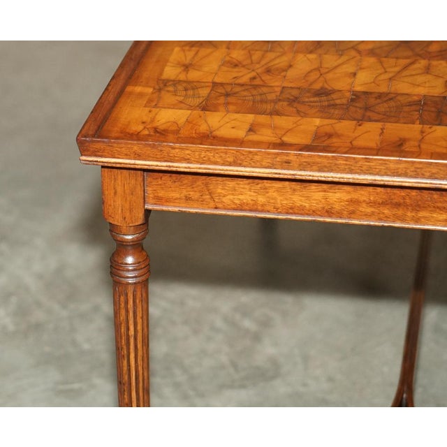 Antique Regency Oyster Laburnum Wood Style Coffee Table, 1920s For Sale - Image 17 of 18