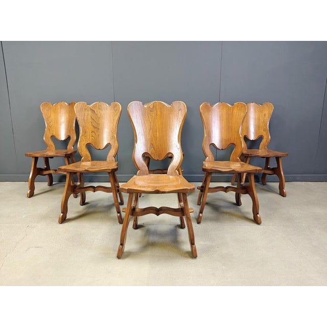 Dutch Rustic Oak Dining Chairs, 1960s, Set of 6 For Sale - Image 10 of 12