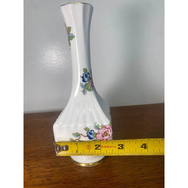 Vintage Aynsley Pembroke Floral Bird Bud Vase 7''fine Bone China Made in England For Sale - Image 10 of 10