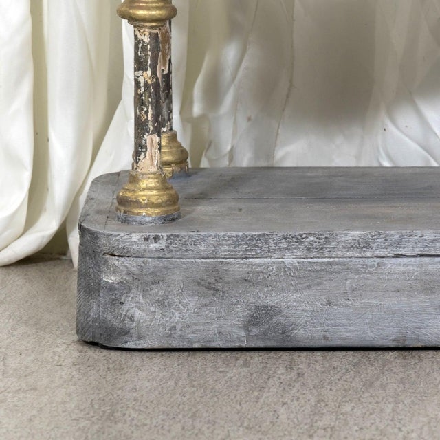 Wood Bespoke French Industrial Étagère With 19th Century Giltwood Fragments For Sale - Image 7 of 17
