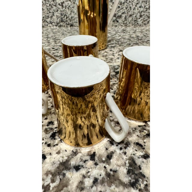 Vintage Gold-Gilded Porcelain Espresso Set - 11 pcs For Sale - Image 9 of 12