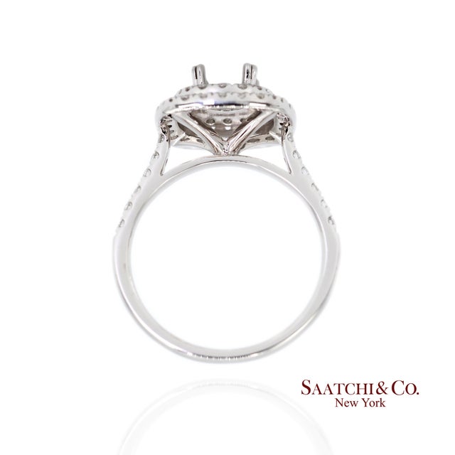 Early 21st Century Platinum 950 Natural Brilliant Diamond Semi Mount Ring Size 6.5 For Sale - Image 5 of 9