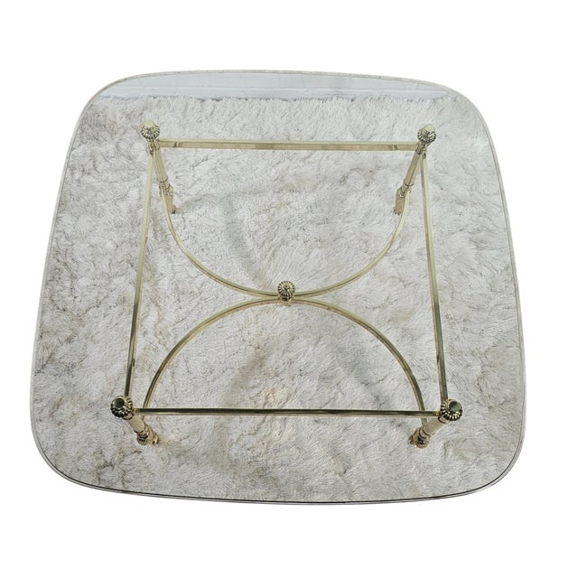 Italian Brass and Glass Coffee Table, Hollywood Regency Style, 38.75", Circa 1970s For Sale In San Francisco - Image 6 of 12