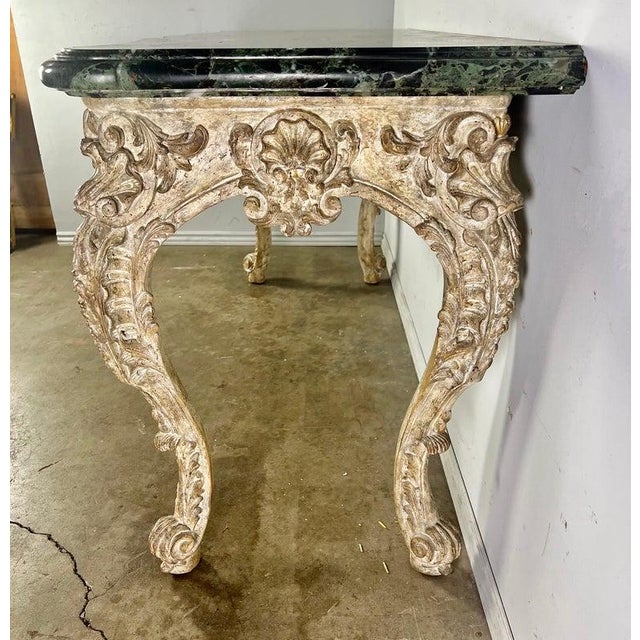 French Carved Louis XV Style Console With Marble Top For Sale - Image 12 of 16