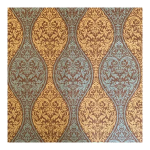 P Kaufmann Waverly Brown Gold Verdigris Green Damask French Country Ogee Paisley Scroll Tuscan Fabric Sample