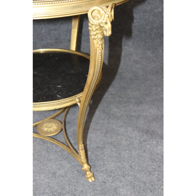 Pair 1920's Directoire Bronze Rams Head Marble Top Gueridon Tables For Sale - Image 13 of 13