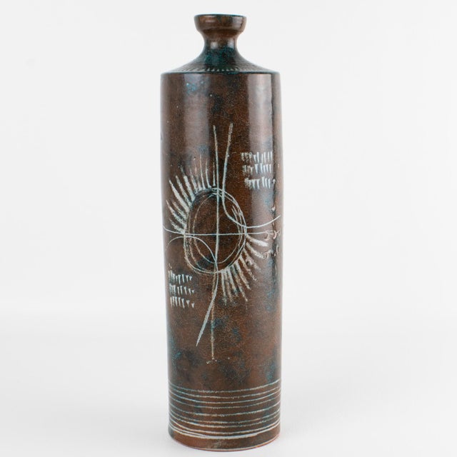 Mid-Century Modern Yvon Roy for Atelier Montgolfier Glazed Terracotta Ceramic Vase, circa 1950 For Sale - Image 3 of 10