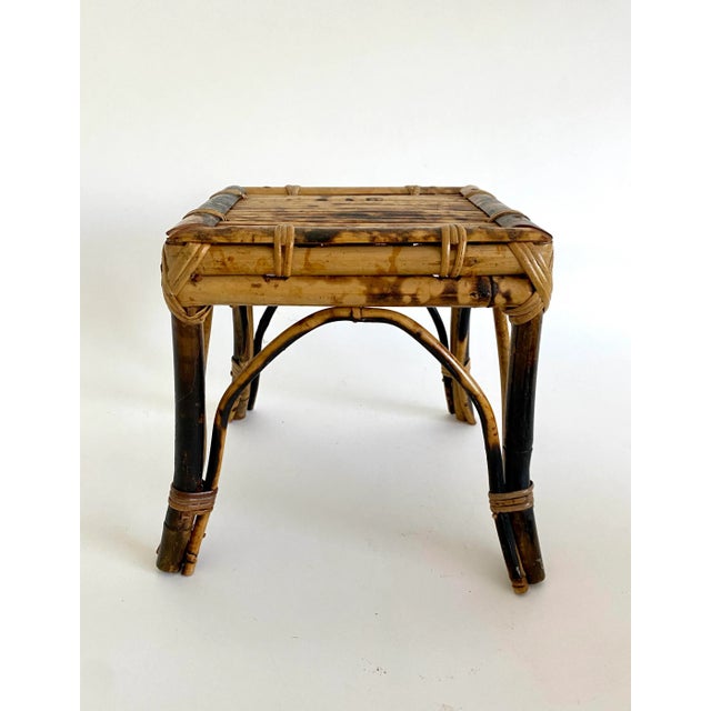 Brown Tortoiseshell Bamboo Plant Stand Riser For Sale - Image 8 of 9