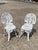 Contemporary Cast Aluminum Antique/Victorian Style White Painted Outdoor Garden Bistro Small Side Chairs - a Pair. Circa...