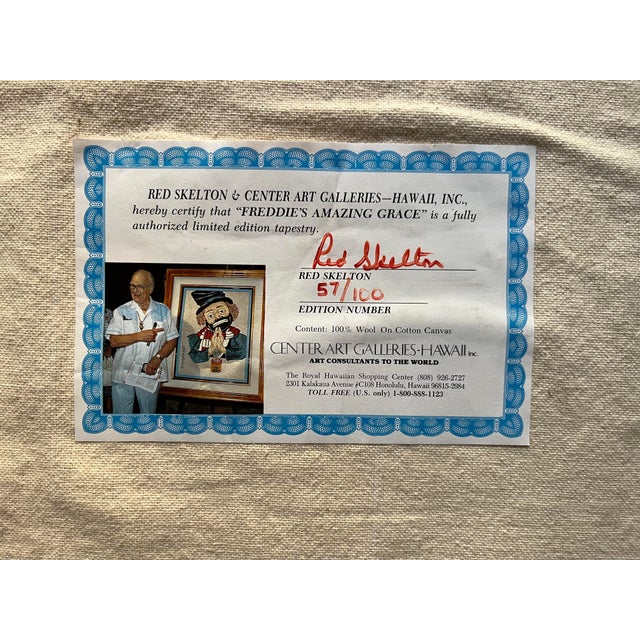 Red Skelton “Freddie’s Amazing Grace” Hand Hooked Wool Tapestry Le 57/100 Coa For Sale - Image 4 of 5